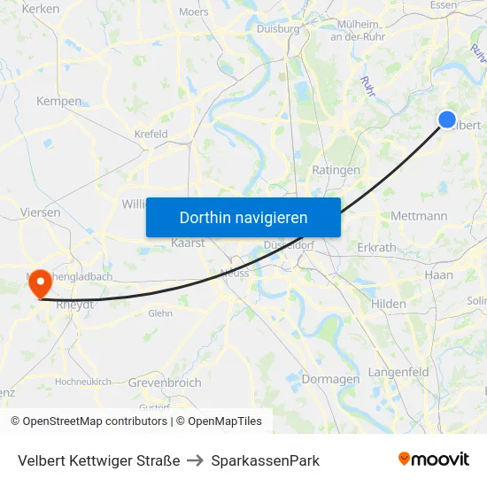 Velbert Kettwiger Straße to SparkassenPark map