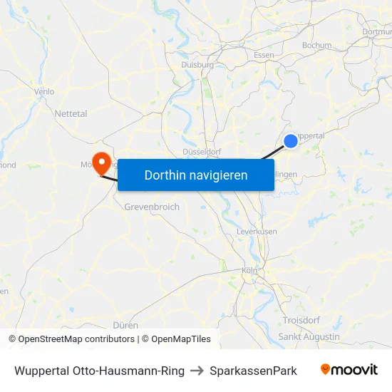 Wuppertal Otto-Hausmann-Ring to SparkassenPark map
