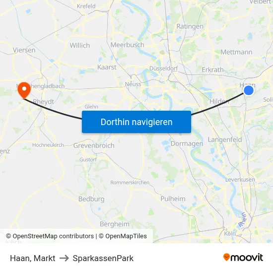 Haan, Markt to SparkassenPark map