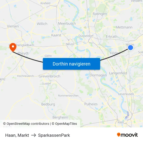 Haan, Markt to SparkassenPark map