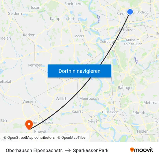 Oberhausen Elpenbachstr. to SparkassenPark map