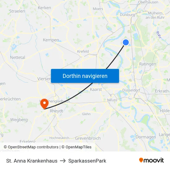 St. Anna Krankenhaus to SparkassenPark map