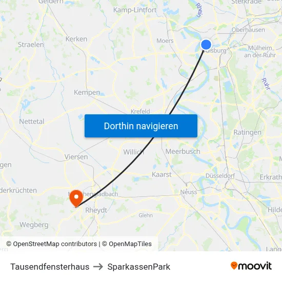 Tausendfensterhaus to SparkassenPark map