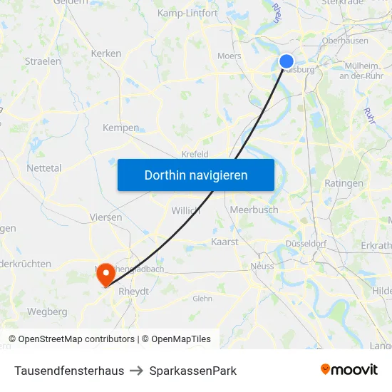 Tausendfensterhaus to SparkassenPark map