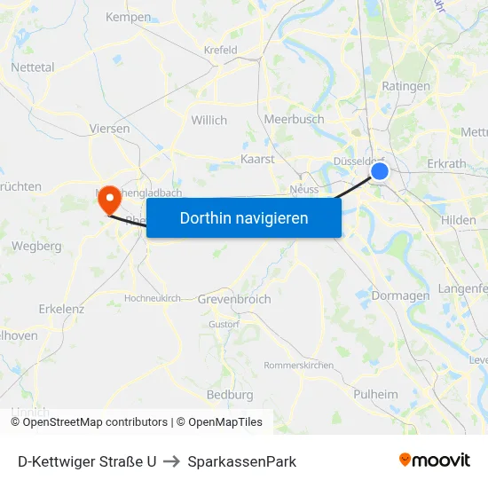 D-Kettwiger Straße U to SparkassenPark map