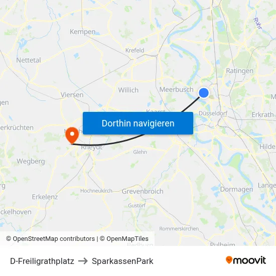 D-Freiligrathplatz to SparkassenPark map
