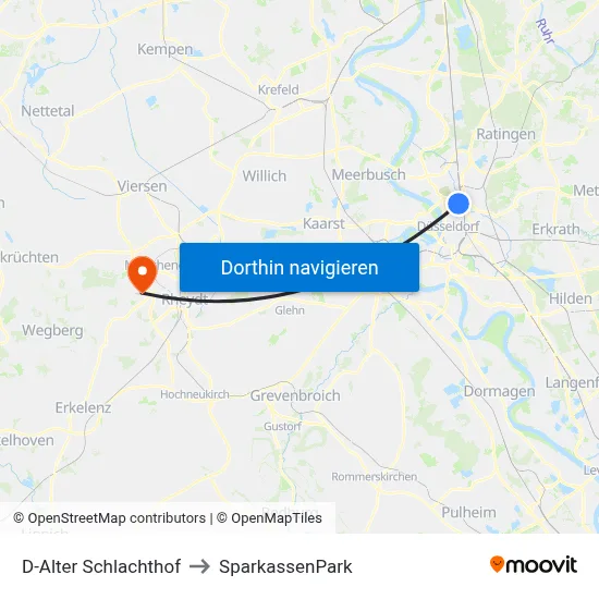 D-Alter Schlachthof to SparkassenPark map