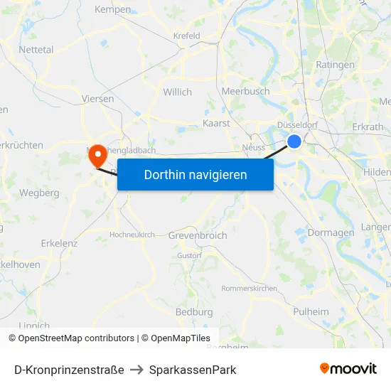 D-Kronprinzenstraße to SparkassenPark map