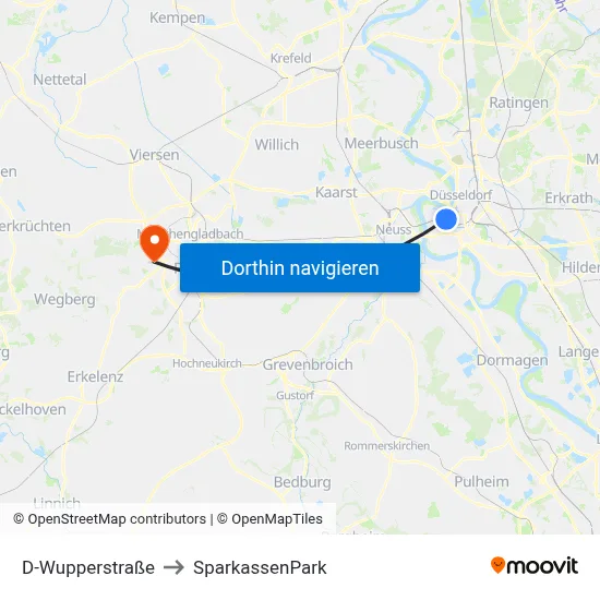 D-Wupperstraße to SparkassenPark map