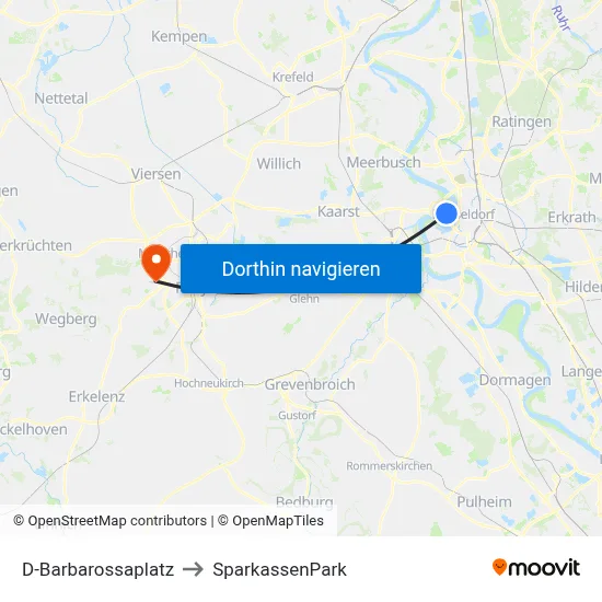 D-Barbarossaplatz to SparkassenPark map