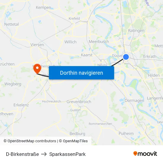 D-Birkenstraße to SparkassenPark map