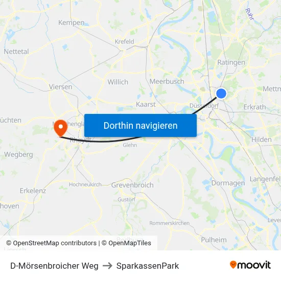 D-Mörsenbroicher Weg to SparkassenPark map