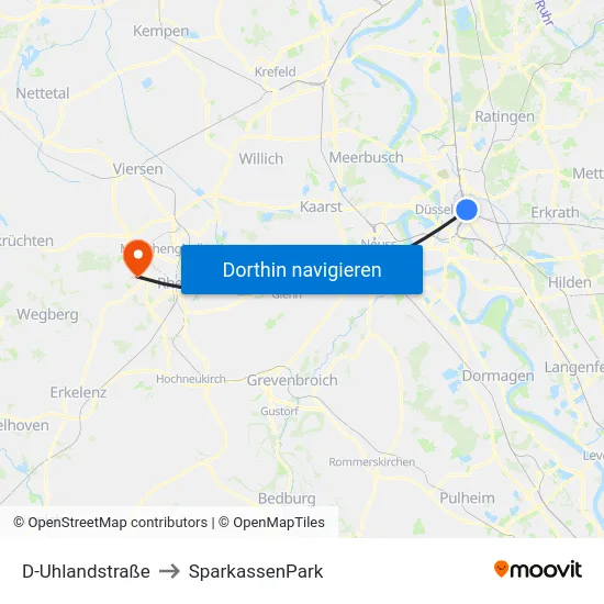 D-Uhlandstraße to SparkassenPark map