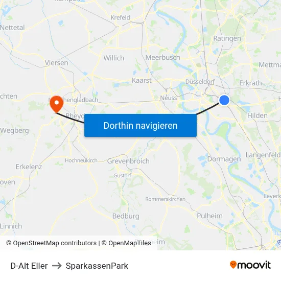D-Alt Eller to SparkassenPark map