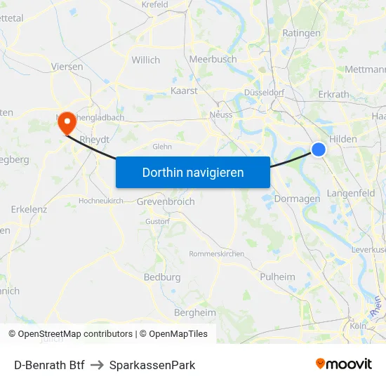 D-Benrath Btf to SparkassenPark map