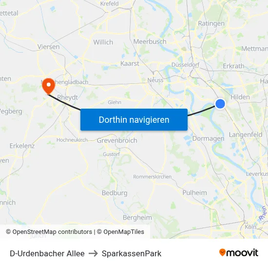 D-Urdenbacher Allee to SparkassenPark map