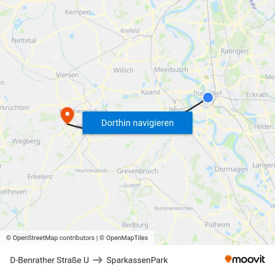 D-Benrather Straße U to SparkassenPark map