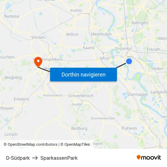 D-Südpark to SparkassenPark map