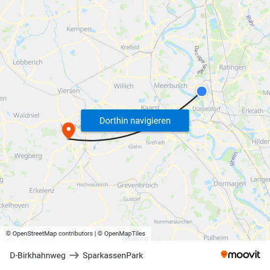 D-Birkhahnweg to SparkassenPark map