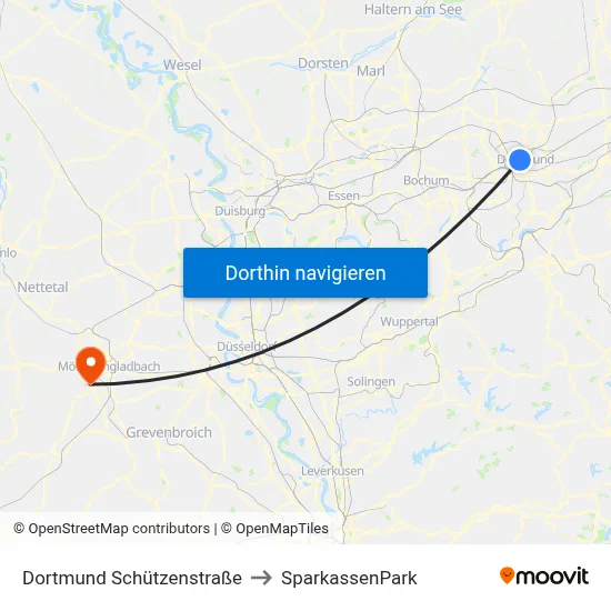 Dortmund Schützenstraße to SparkassenPark map