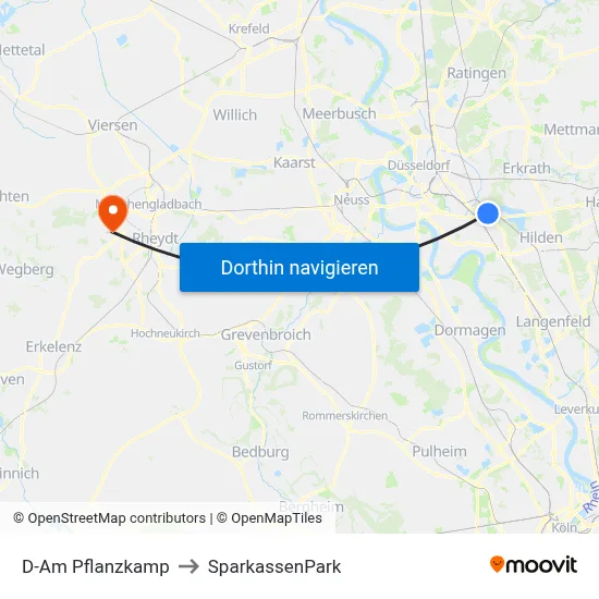 D-Am Pflanzkamp to SparkassenPark map