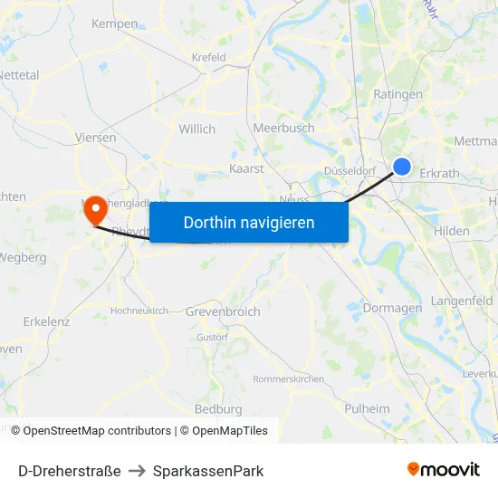 D-Dreherstraße to SparkassenPark map