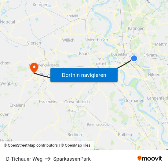 D-Tichauer Weg to SparkassenPark map