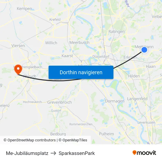 Me-Jubiläumsplatz to SparkassenPark map