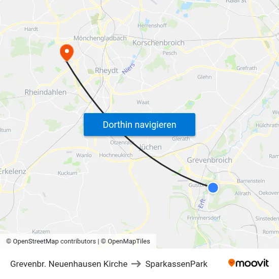 Grevenbr. Neuenhausen Kirche to SparkassenPark map