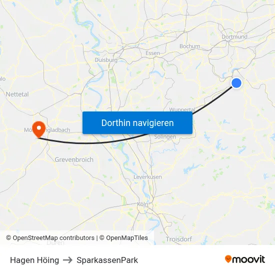 Hagen Höing to SparkassenPark map