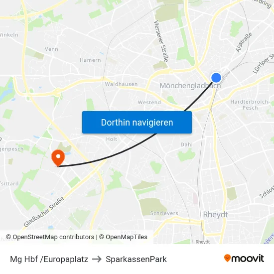 Mg Hbf /Europaplatz to SparkassenPark map