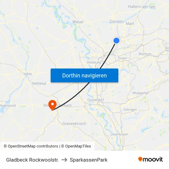 Gladbeck Rockwoolstr. to SparkassenPark map