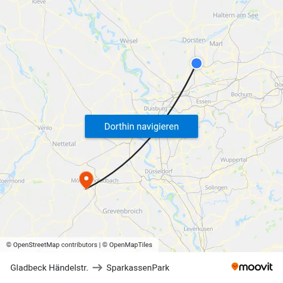 Gladbeck Händelstr. to SparkassenPark map