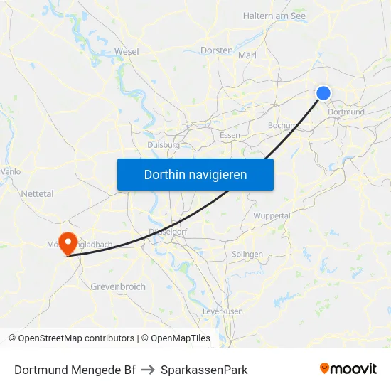 Dortmund Mengede Bf to SparkassenPark map