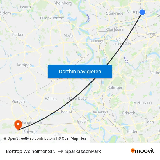 Bottrop Welheimer Str. to SparkassenPark map
