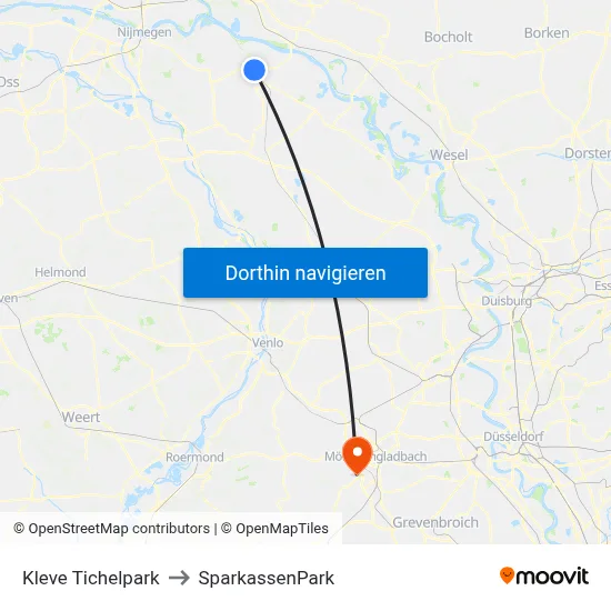 Kleve Tichelpark to SparkassenPark map