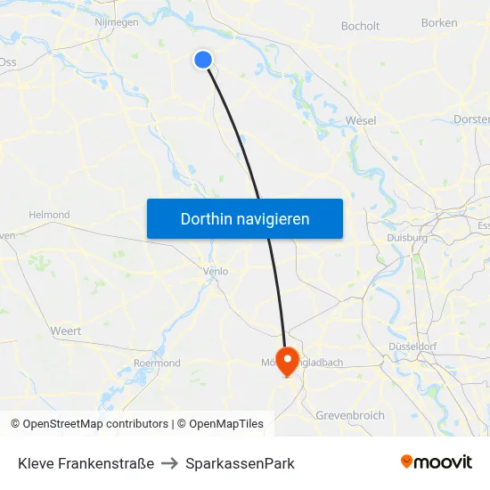 Kleve Frankenstraße to SparkassenPark map