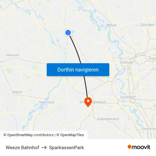 Weeze Bahnhof to SparkassenPark map