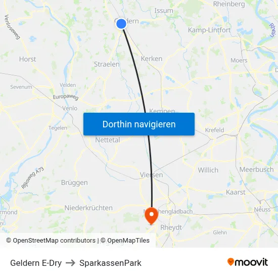 Geldern E-Dry to SparkassenPark map