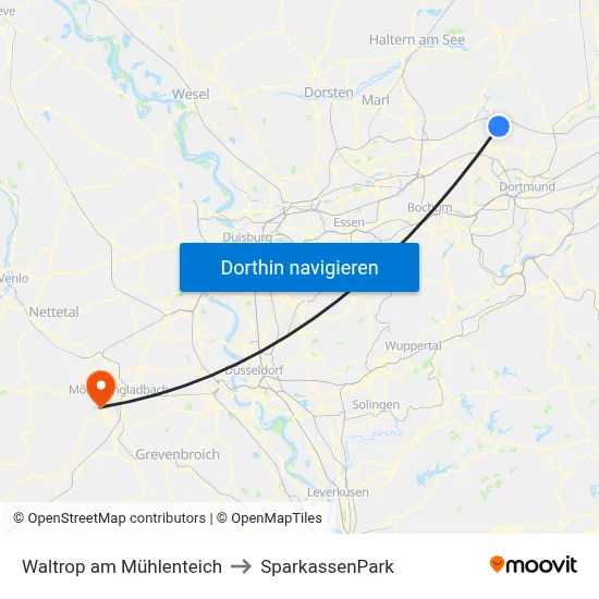 Waltrop am Mühlenteich to SparkassenPark map