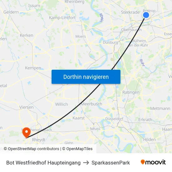 Bot Westfriedhof Haupteingang to SparkassenPark map