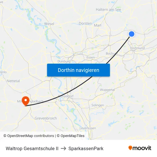 Waltrop Gesamtschule II to SparkassenPark map