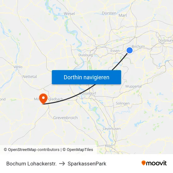 Bochum Lohackerstr. to SparkassenPark map