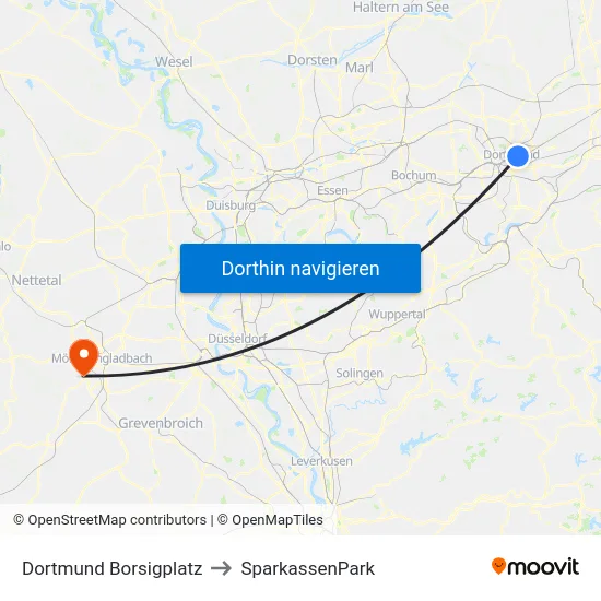 Dortmund Borsigplatz to SparkassenPark map