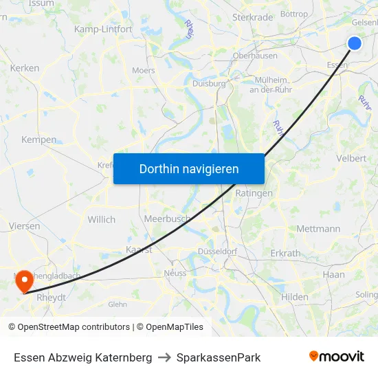Essen Abzweig Katernberg to SparkassenPark map