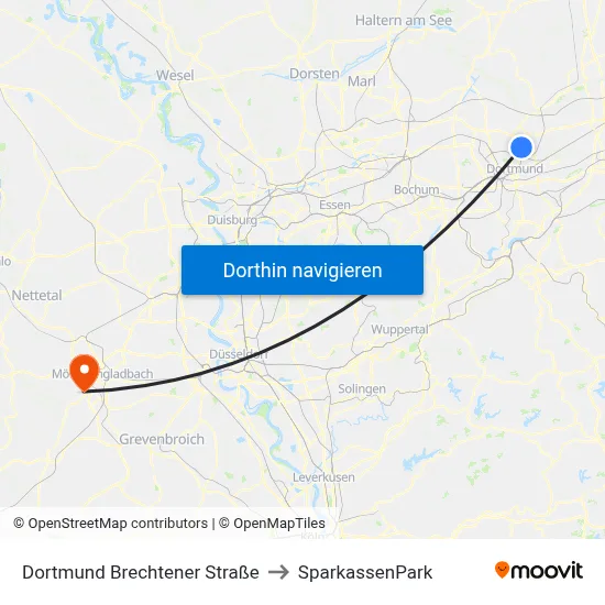 Dortmund Brechtener Straße to SparkassenPark map