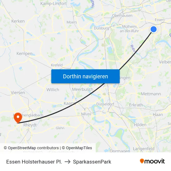 Essen Holsterhauser Pl. to SparkassenPark map