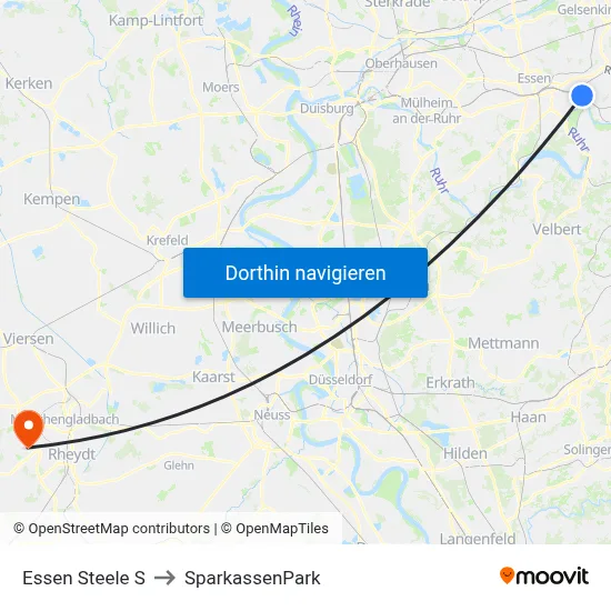Essen Steele S to SparkassenPark map