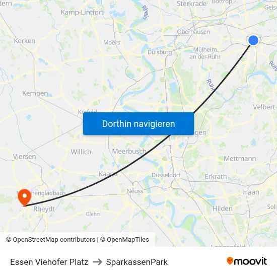Essen Viehofer Platz to SparkassenPark map