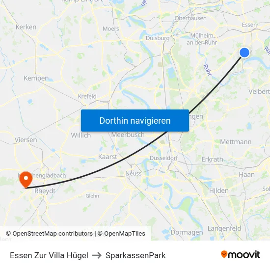 Essen Zur Villa Hügel to SparkassenPark map